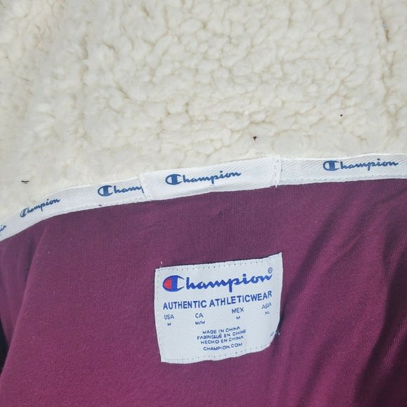 Champion Women's Size M Dark Berry Hooded Fleece Sherpa Jacket - Picture 12 of 12
